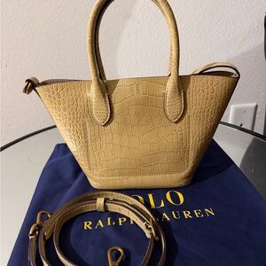 Ralph Lauren Women's Beige Crocodile Embossed Satchel women